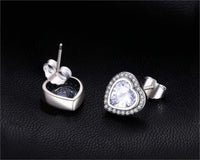 Silver Zirconia Heart Shaped Earrings - Celestia-State of Style