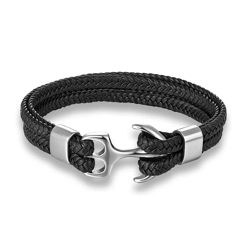 Nautical Anchor Leather Bracelet | Stylish Men's Jewellery