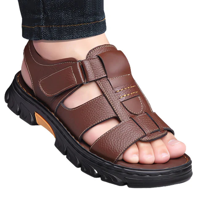 Simon - Orthopedische Zwarte Comfort Sandalen-Bruin-38-State of Style