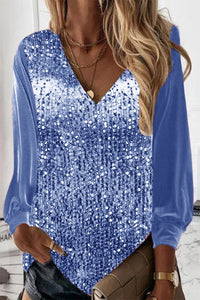 Simple Ladies Glitter Blouse - Elodie-Blue-S-State of Style
