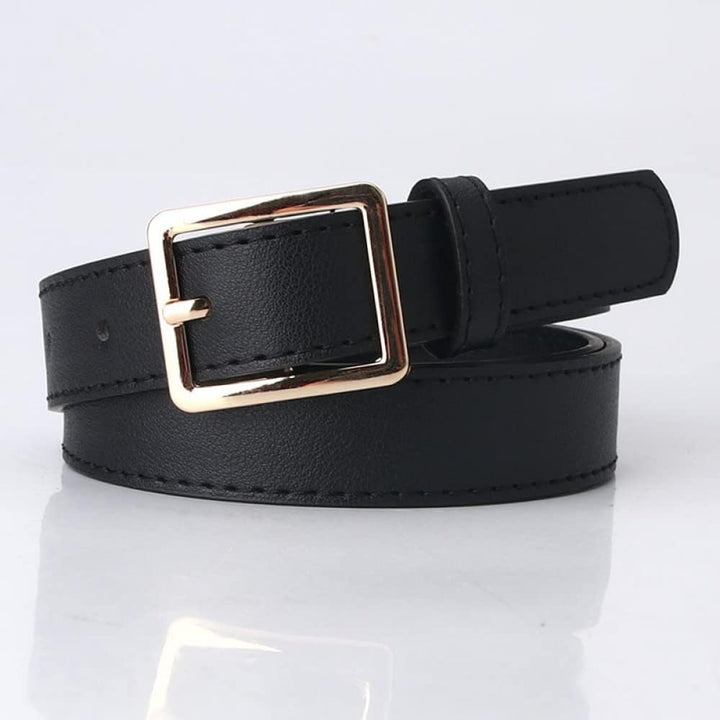 Simple Metal Buckle Belt | Sleek & Versatile-Black 2-State of Style
