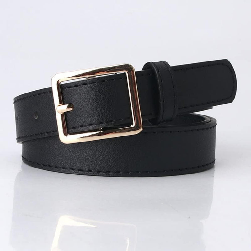 Simple Metal Buckle Belt | Sleek & Versatile-Black 2-State of Style