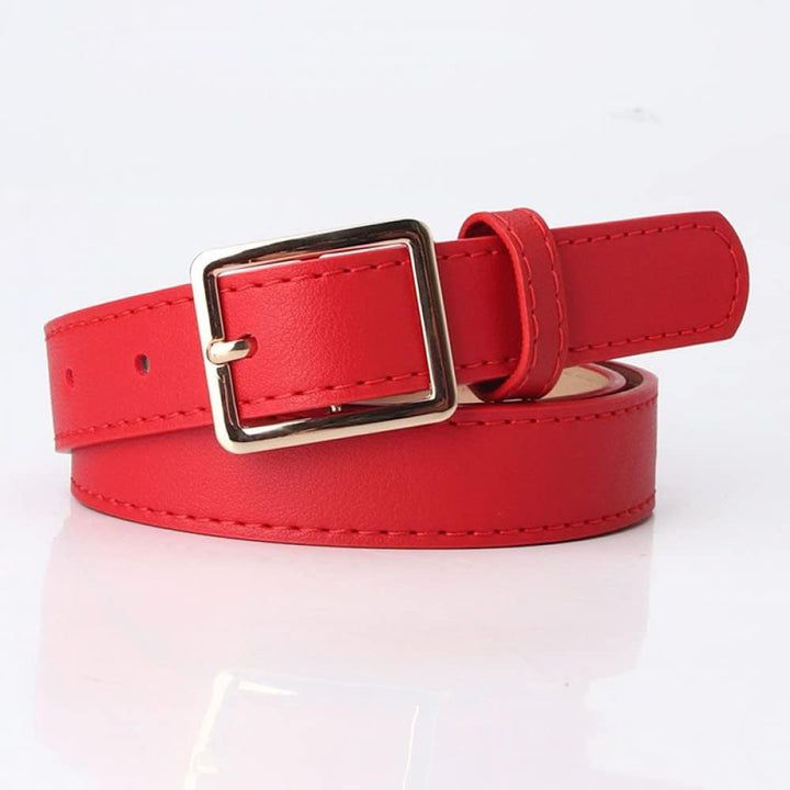 Simple Metal Buckle Belt | Sleek & Versatile-Red 2-State of Style