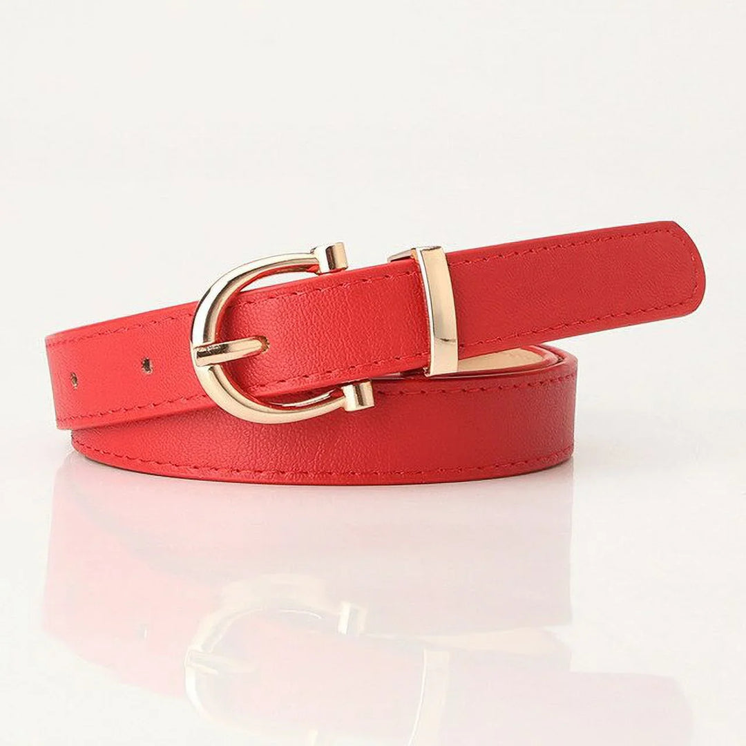 Simple Metal Buckle Belt | Sleek & Versatile-Red-State of Style