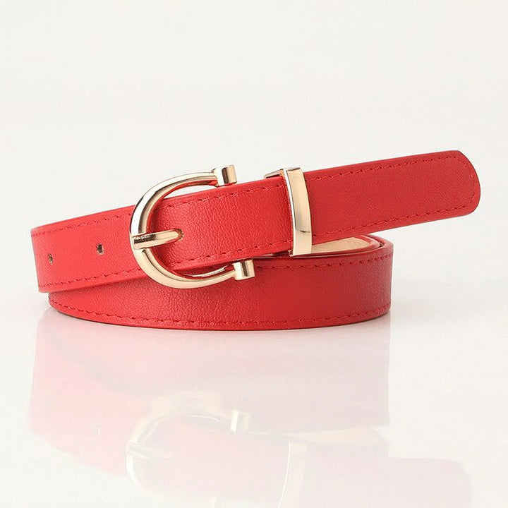 Simple Metal Buckle Belt | Sleek & Versatile-Red-State of Style
