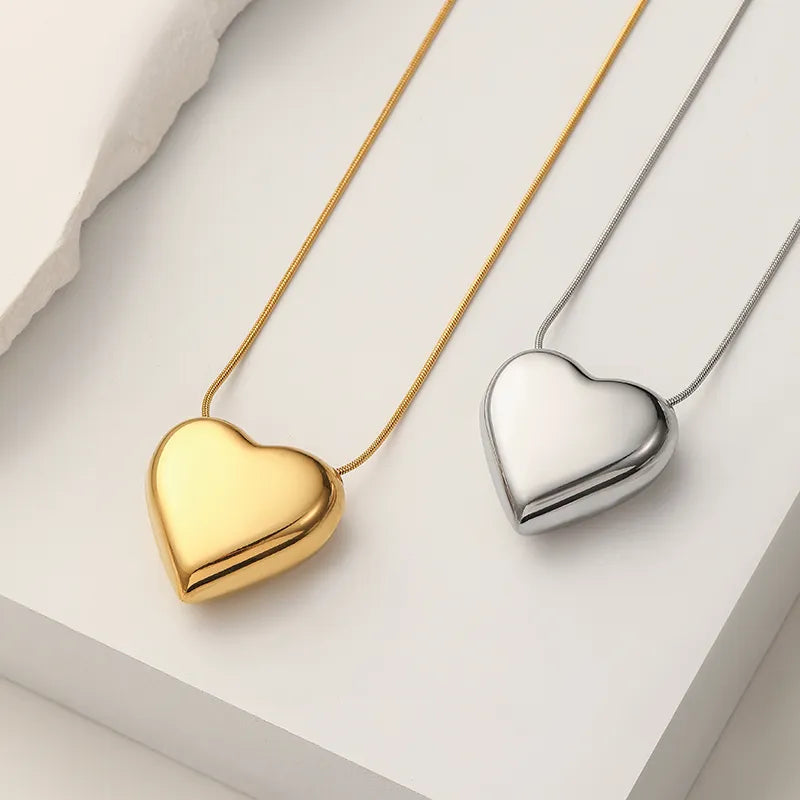 Simple Peach Heart Pendant Necklace | Minimalist Jewellery-Silver-State of Style