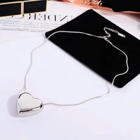 Simple Peach Heart Pendant Necklace | Minimalist Jewellery-Silver-State of Style