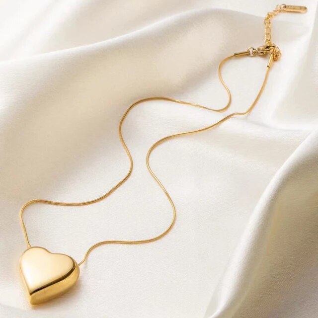Simple Peach Heart Pendant Necklace | Minimalist Jewellery-Silver-State of Style