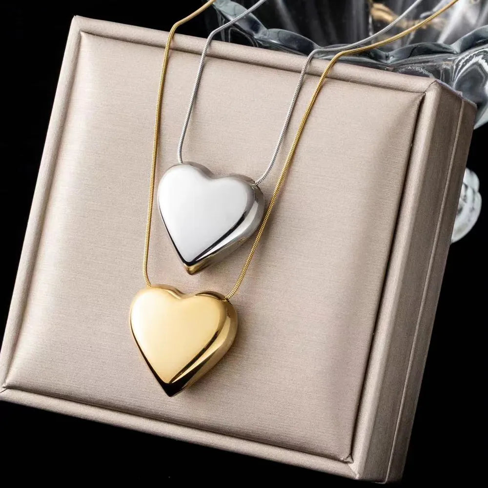 Simple Peach Heart Pendant Necklace | Minimalist Jewellery-Silver-State of Style