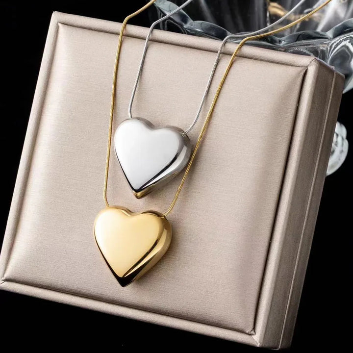 Simple Peach Heart Pendant Necklace | Minimalist Jewellery-Silver-State of Style
