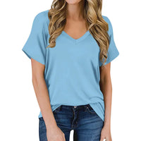 Simple V-Neck T-shirt - Luna-Blue-S-State of Style