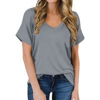 Simple V-Neck T-shirt - Luna-Grey-S-State of Style
