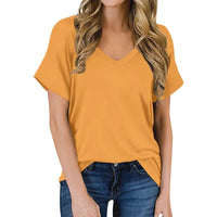 Simple V-Neck T-shirt - Luna-Orange-S-State of Style