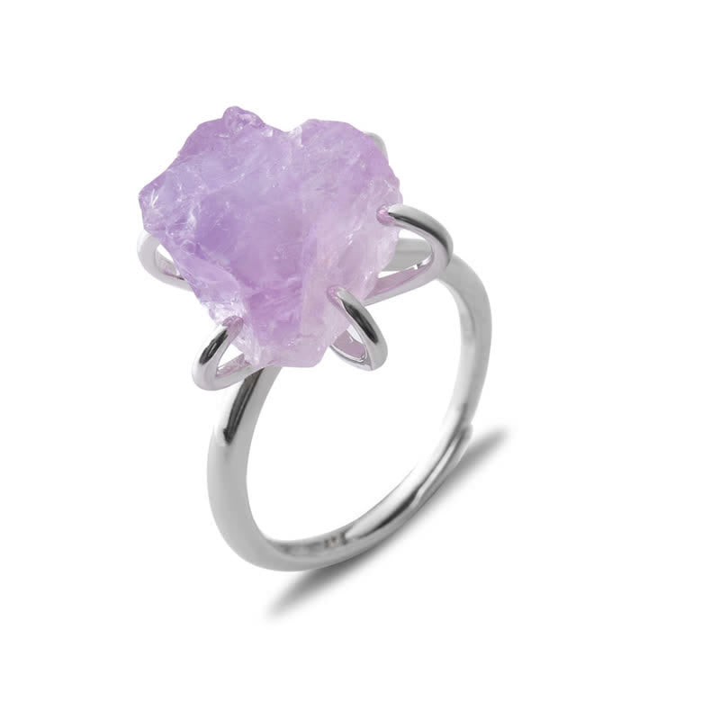 Six-Claw Natural Crystal Adjustable Ring - Liora-Amethyst-Gold-State of Style