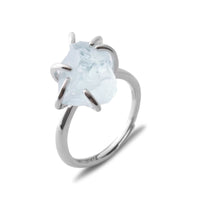 Six-Claw Natural Crystal Adjustable Ring - Liora-Aquamarine-Gold-State of Style