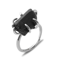 Six-Claw Natural Crystal Adjustable Ring - Liora-Black Tourmaline-Gold-State of Style