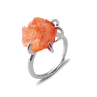 Six-Claw Natural Crystal Adjustable Ring - Liora-Carnelian-Gold-State of Style