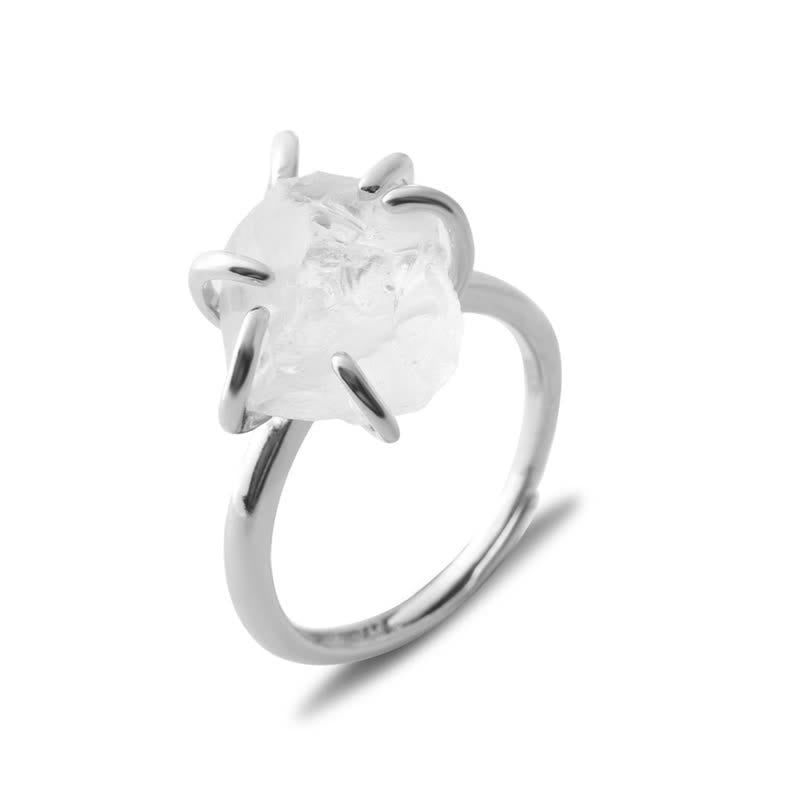 Six-Claw Natural Crystal Adjustable Ring - Liora-Clear Crystal-Gold-State of Style