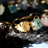 Six-Claw Natural Crystal Adjustable Ring - Liora-Fluorite-Gold-State of Style