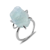 Six-Claw Natural Crystal Adjustable Ring - Liora-Fluorite-Silver-State of Style