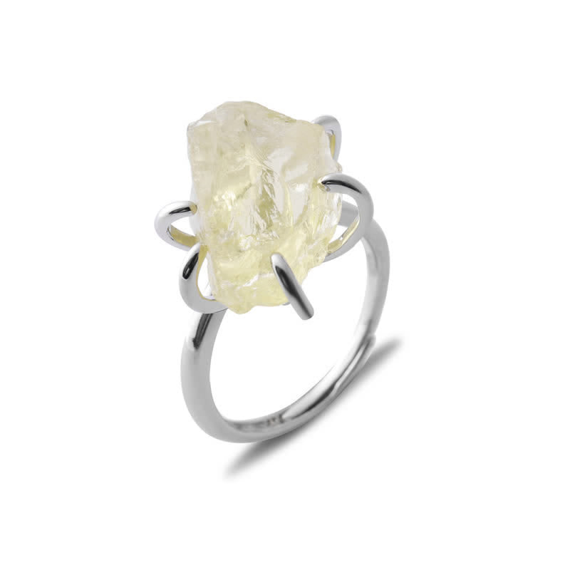 Six-Claw Natural Crystal Adjustable Ring - Liora-Lemon Quartz-Gold-State of Style