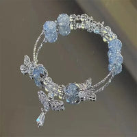 Sky Blue Butterfly Bracelet with Floral Motif – Lilac-State of Style