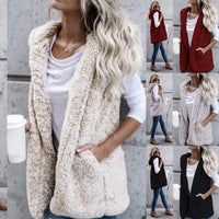 Sleeveless Knit Cardigan with Plush Hood-Cream-S-State of Style