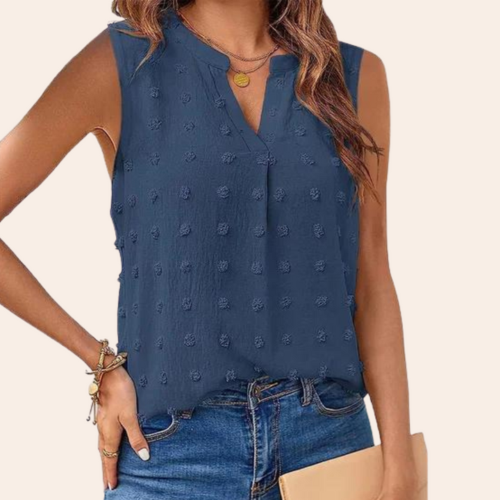 Sleeveless Light Women's Blouse – Vera-Blue-S-State of Style