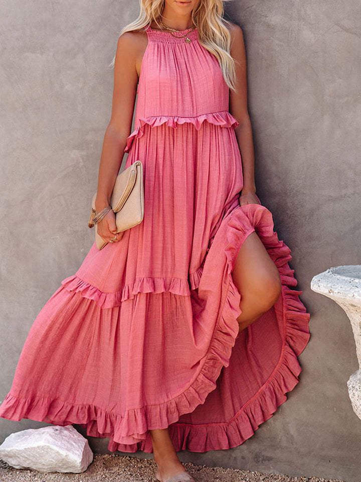 Sleeveless Maxi Dress with Bow Detail – Noor-Pink-S-State of Style