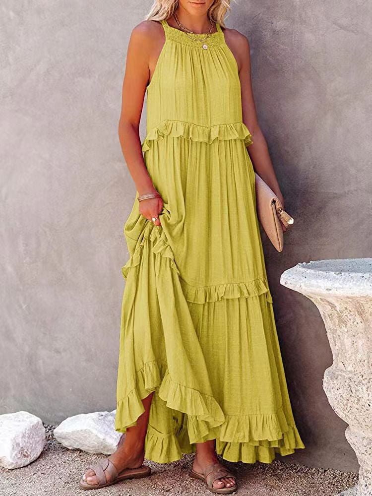 Sleeveless Maxi Dress with Bow Detail – Noor-Yellow-S-State of Style