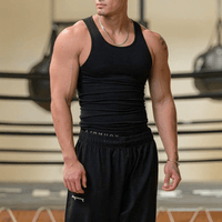 Sleeveless men's fitness T-shirt made from breathable material – Nico-Black-M-State of Style