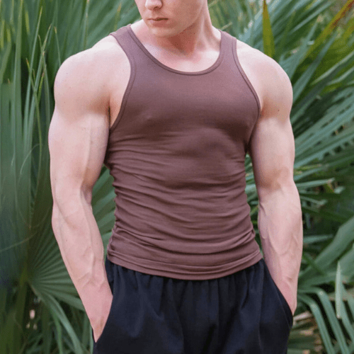 Sleeveless men's fitness T-shirt made from breathable material – Nico-Wine red-M-State of Style