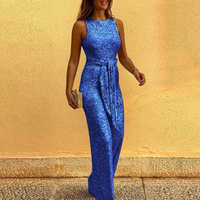 Sleeveless Party Jumpsuit for Women - Figure-Hugging & Festive - Amira-Blue-S-State of Style