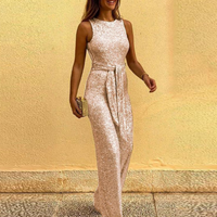 Sleeveless Party Jumpsuit for Women - Figure-Hugging & Festive - Amira-Light pink-S-State of Style