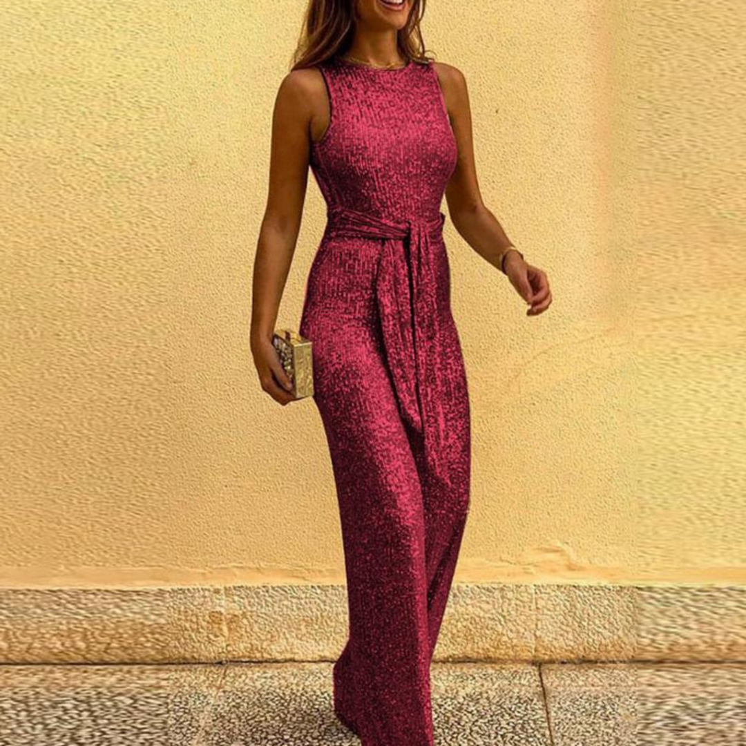 Sleeveless Party Jumpsuit for Women - Figure-Hugging & Festive - Amira-Red-S-State of Style