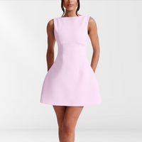Sleeveless Pink Mini Summer Dress with Halter Neck – Naomi-XS-State of Style