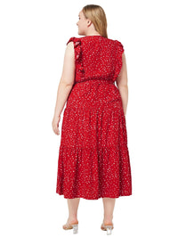 Sleeveless Polka Dot Summer Dress in Plus Size-Red-2XL-State of Style