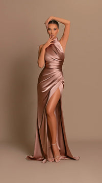 Sleeveless Satin Maxi Dress with Collar - Celeste-XS-State of Style