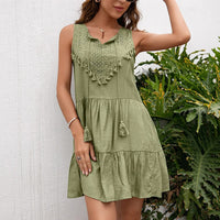 Sleeveless Summer Dress with V-neck – Lina-Green-S-State of Style