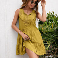 Sleeveless Summer Dress with V-neck – Lina-Yellow-S-State of Style