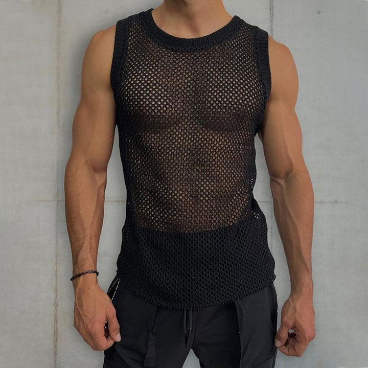 Sleeveless Transparent Men's Knitted Vest – Milo-Black-XS-State of Style