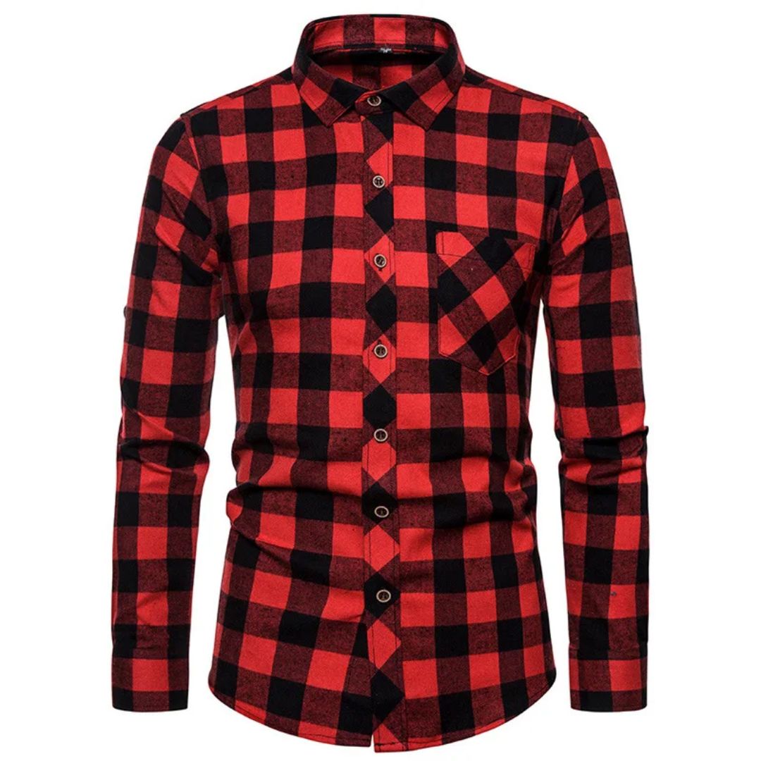 Slim-Fit Checked Shirt Francisco – Classic Cotton & Casual Style-Black/Red-38-State of Style