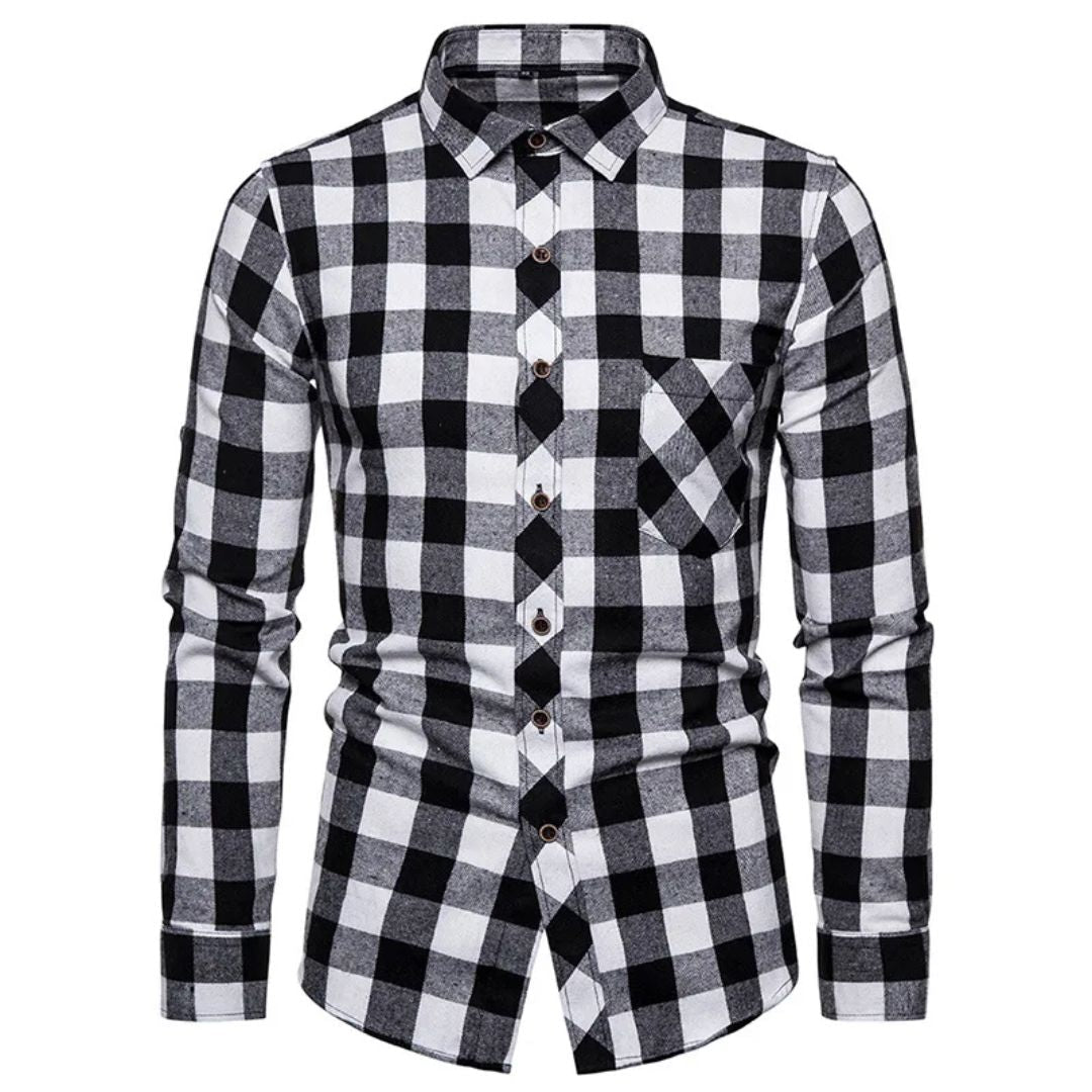 Slim-Fit Checked Shirt Francisco – Classic Cotton & Casual Style-Black/White-38-State of Style