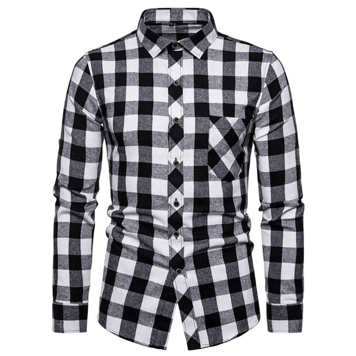 Slim-Fit Checked Shirt Francisco – Classic Cotton & Casual Style-Black/White-38-State of Style