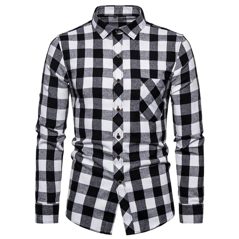Slim-Fit Checked Shirt Francisco – Classic Cotton & Casual Style-Black/White-38-State of Style