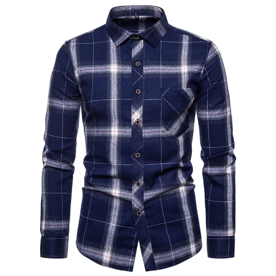 Slim-Fit Checked Shirt Francisco – Classic Cotton & Casual Style-Blue/White-38-State of Style