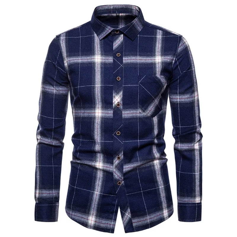 Slim-Fit Checked Shirt Francisco – Classic Cotton & Casual Style-Blue/White-38-State of Style