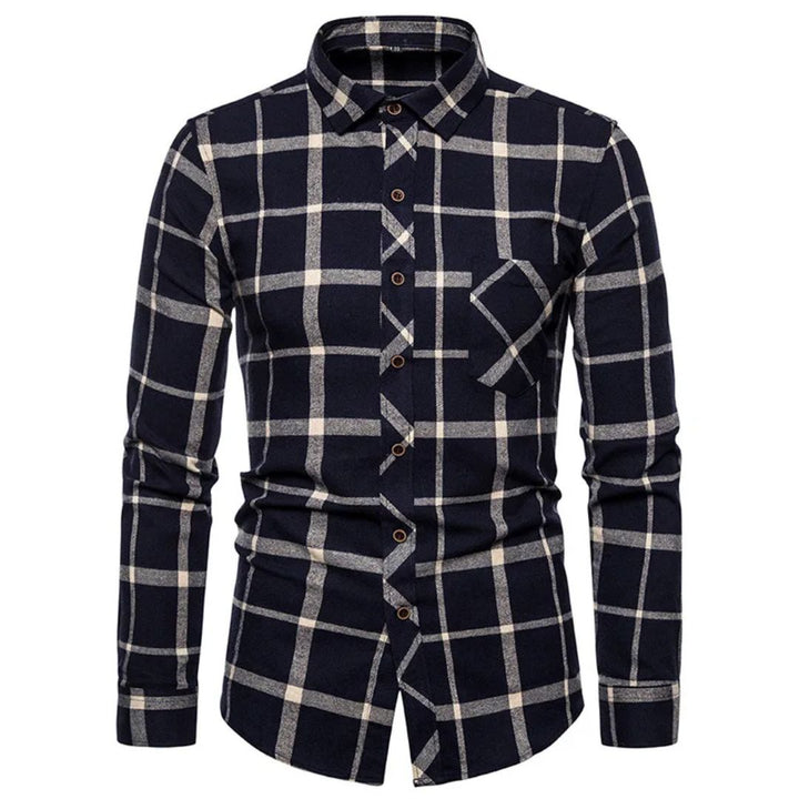 Slim-Fit Checked Shirt Francisco – Classic Cotton & Casual Style-Navy Blue-38-State of Style
