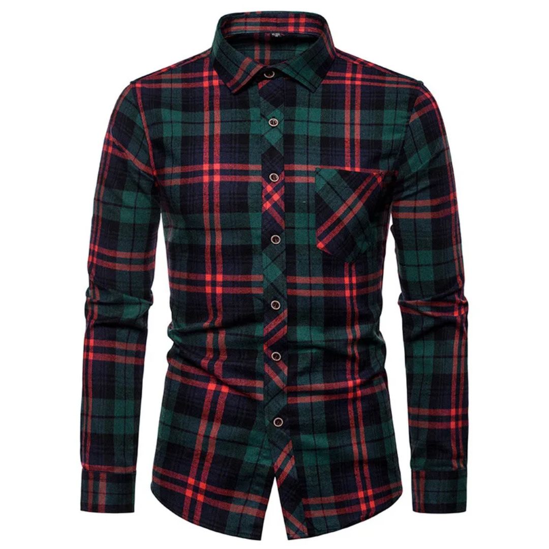 Slim-Fit Checked Shirt Francisco – Classic Cotton & Casual Style-Red/Green-38-State of Style