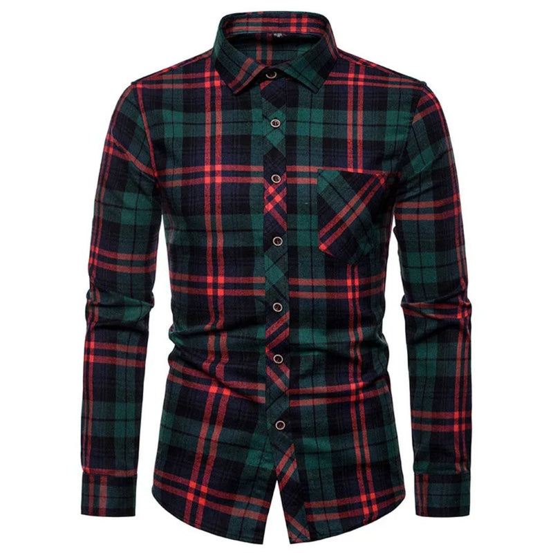 Slim-Fit Checked Shirt Francisco – Classic Cotton & Casual Style-Red/Green-38-State of Style